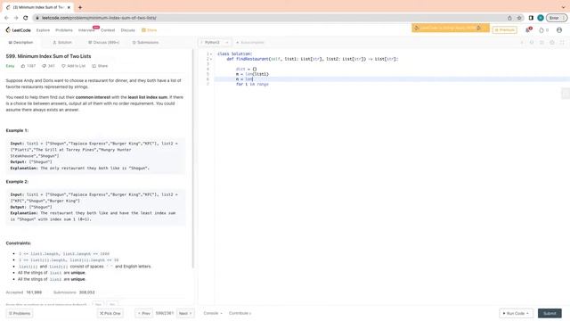 Easy - leetcode 599 - Minimum Index Sum of Two Lists (Best View in 1080) смотреть онлайн