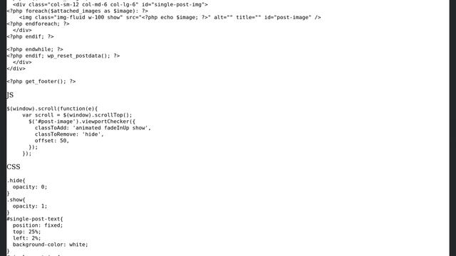 Wordpress: two col layout bootstrap 4 with one fixed col and fade in effect on image смотреть онлайн