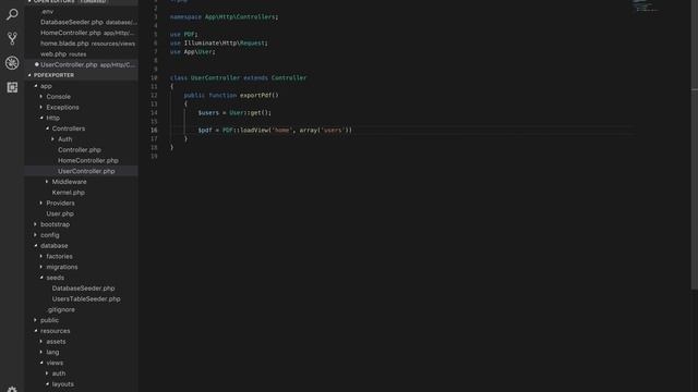 Part 4 Laravel PDF Exporter. Create the controller and functions смотреть онлайн