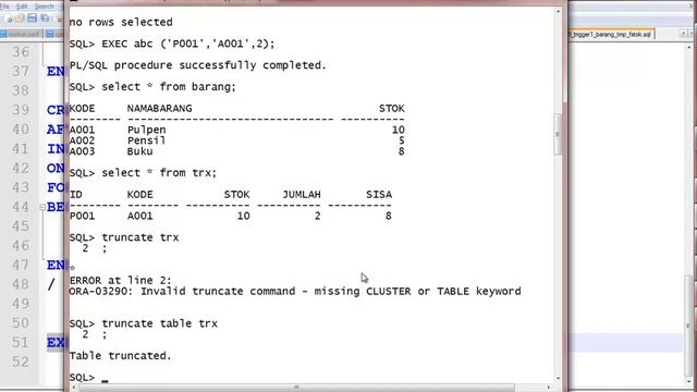 Melakukan Update Stok Barang Otomatis dengan Trigger pada Oracle PL/SQL смотреть онлайн