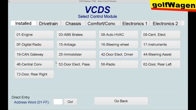 VW Golf 5, 1.9TDI 77kW /2008/ VCDS-VAG options (VCDS Release 17.8) смотреть онлайн