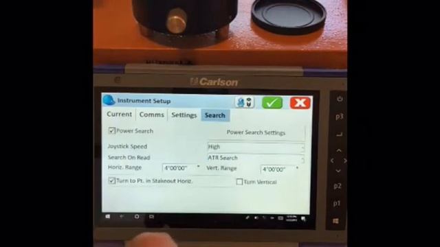 Setting up Carlson CR2+ Robot Total station with Carlson Surv PC, set up on known point, store. смотреть онлайн