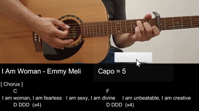 I Am Woman - Emmy Meli | Easy Guitar Tutorial | Chords C & F смотреть онлайн