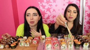 ЧЕЛЛЕНДЖ СУШИ / КТО СЬЕСТ БОЛЬШЕ, ПОЛУЧИТ 5 000 РУБ / MUKBANG Ayka Emilly