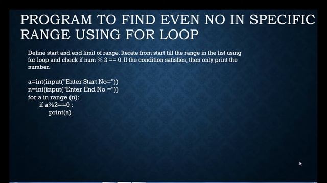 Find Even No In Specific Range Using For Loop In Python (Hindi) смотреть онлайн