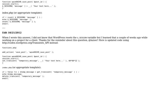 Wordpress: Does Wordpress have a built in message function for presenting notifications to users? смотреть онлайн