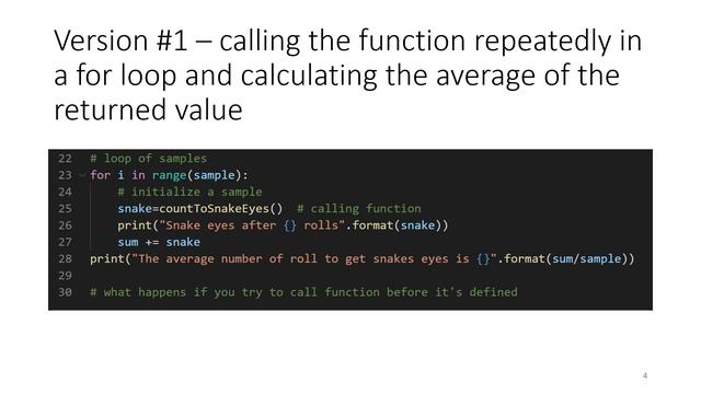 Python: Snake-Eyes Simulation adding Functions and storing results in a List смотреть онлайн