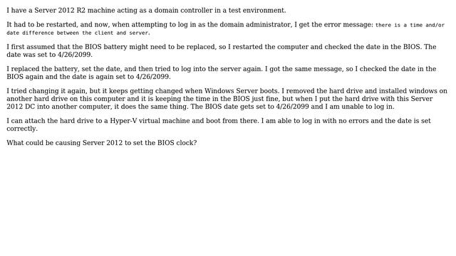 "There is a time and/or date difference between the client and server" error on to Server 2012... смотреть онлайн