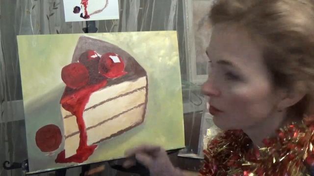 Мастер классы для начинающих. Как написать вишню и джем на торте. Master classes for beginners. смотреть онлайн