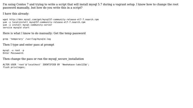 Unix & Linux: Install MYSQL 5.7 using bash script with Centos смотреть онлайн