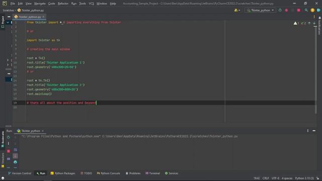 Tkinter Pythons Basics- root window, geometry, mainloop смотреть онлайн