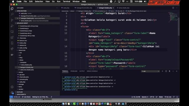 [ TUTORIAL LARAVEL 8 + BOOTSTRAP UNTUK PEMULA ] #5 UI FORM dengan Blade dan Bootstrap | Part 2 смотреть онлайн