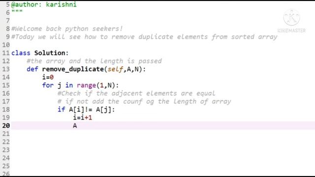 Remove duplicate elements in sorted array | interview question | python programming смотреть онлайн