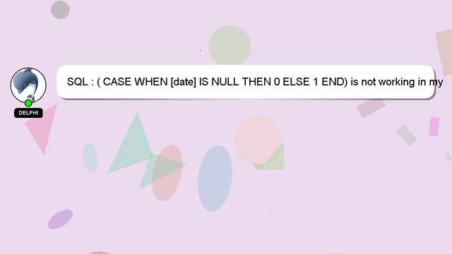SQL : ( CASE WHEN [date] IS NULL THEN 0 ELSE 1 END) is not working in my pivot смотреть онлайн