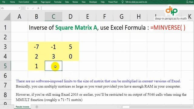 Pseudo Inverse I Matrix Inverse By Excel I Moore-Penrose Inverse смотреть онлайн