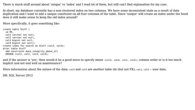 Databases: Unique constraint on multiple columns and one of them already has index смотреть онлайн