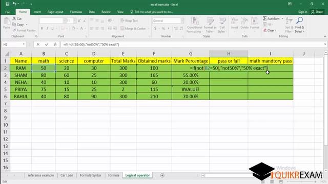 Excel NOT Equal to Formula || Excel NOT Equal To Operator || Hindi || Quikr Exam смотреть онлайн