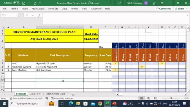 Preventive Maintenance|Schedule planning Template in Excel | Auto PM Planner смотреть онлайн