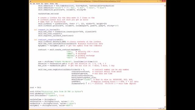 Python GUI Historical Data 3 - create contract, display results смотреть онлайн