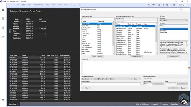 Spotfire: Find Top 10 in Sales with Dense Ranking Function смотреть онлайн