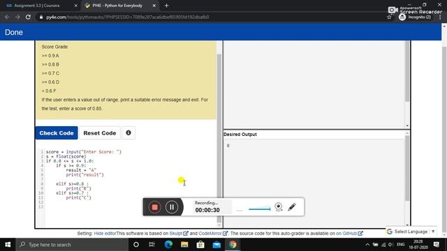 Programming for Everybody (Getting Started with Python) ||Week 5 || Assignment 3.3 Coursera смотреть онлайн