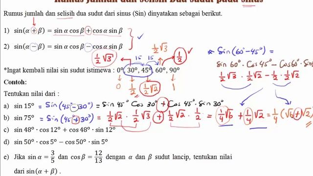 TRIGONOMETRI - Rumus Jumlah dan Selisih Sudut pada SINUS смотреть онлайн