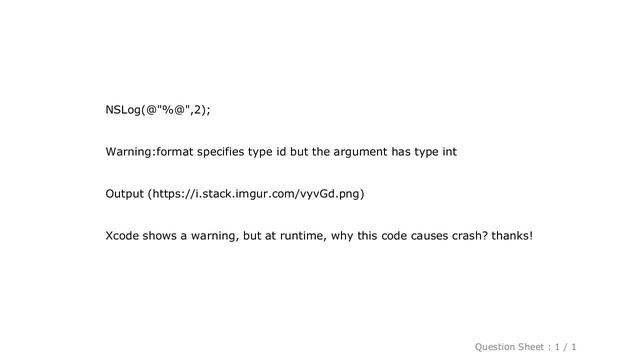 iOS : why "format specifies type id but the argument has type int" crash смотреть онлайн