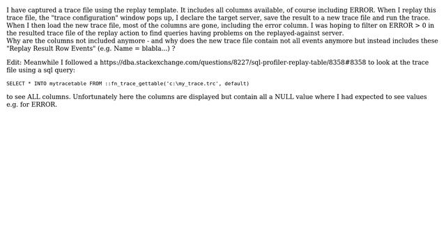 Databases: Replay trace file and filter on error＞0? смотреть онлайн