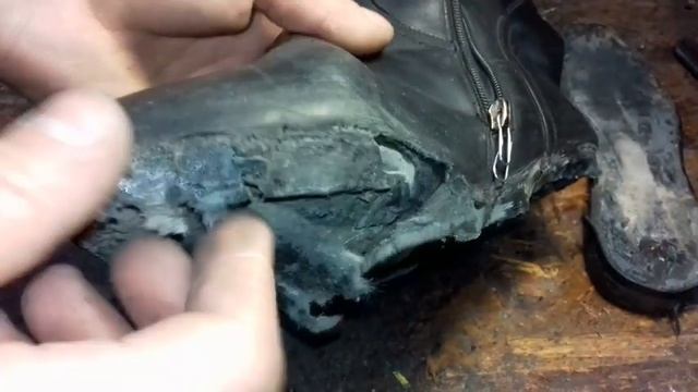 Замена подошвы и 6 внутренних латок на женских сапогах! смотреть онлайн