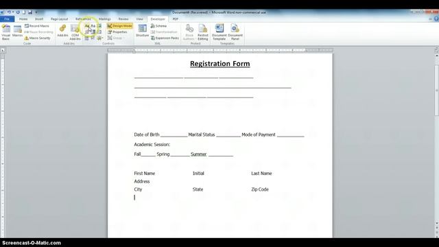 How to Create a Fillable Form Using MS Word 2010 Part 1 смотреть онлайн