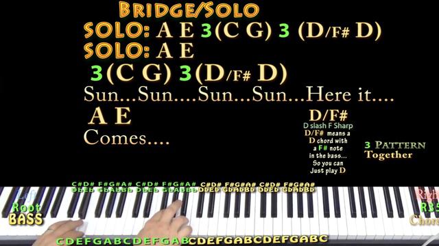 Here Comes the Sun (The Beatles) Piano Cover Lesson in A with Chords/Lyrics смотреть онлайн