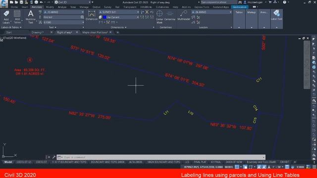 Labeling Boundary and easement lines tables and map check in Civil 3D 2020 смотреть онлайн