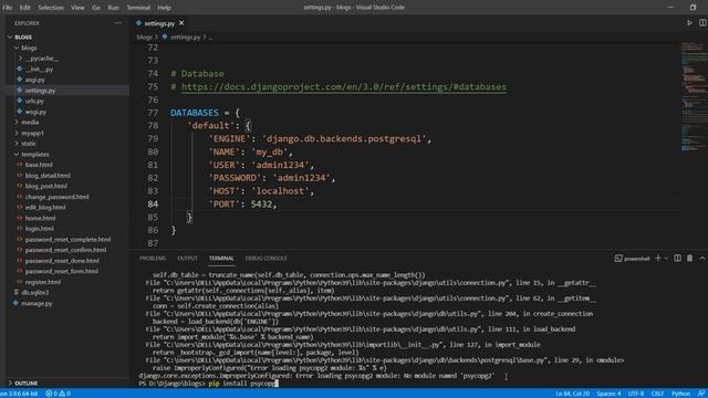 #36:- How to Connect PostgreSQL Database with Django in Hindi | Django Tutorial in Hindi смотреть онлайн