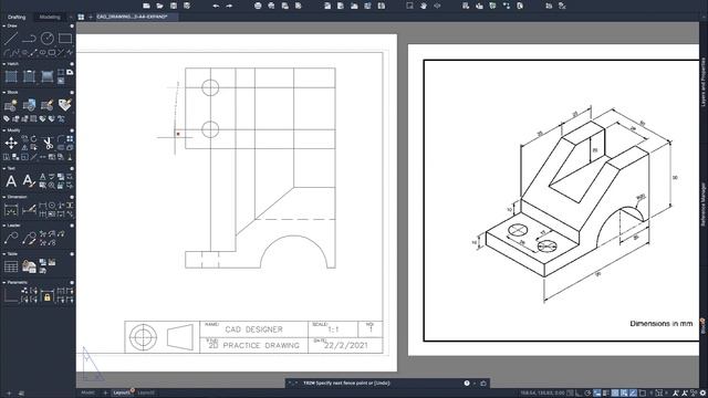 AutoCAD 2022 | AutoCAD Basics | For Absolute Beginners | Orthogonal Drawing | Exercise 003 смотреть онлайн