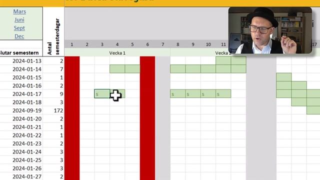 Semesterschema för 2024 gratis i Excel смотреть онлайн
