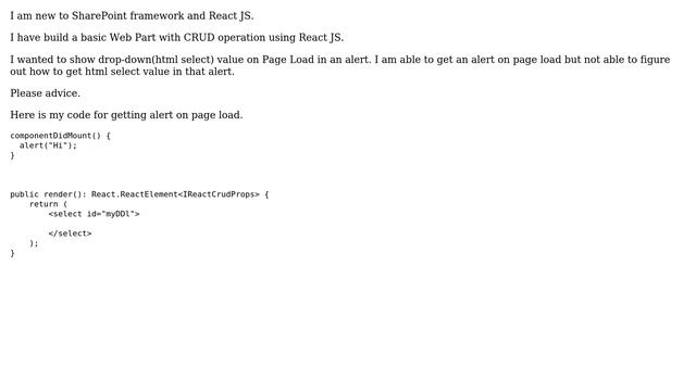 Sharepoint: SHAREPOINT FRAMEWORK - REACT JS alert on Page Load смотреть онлайн