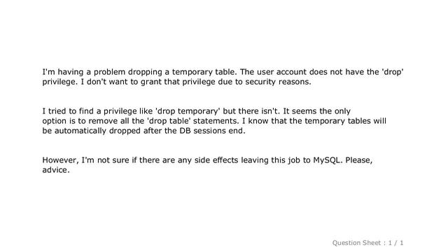 MySQL : Is it necessary to drop temporary tables in MySQL? смотреть онлайн