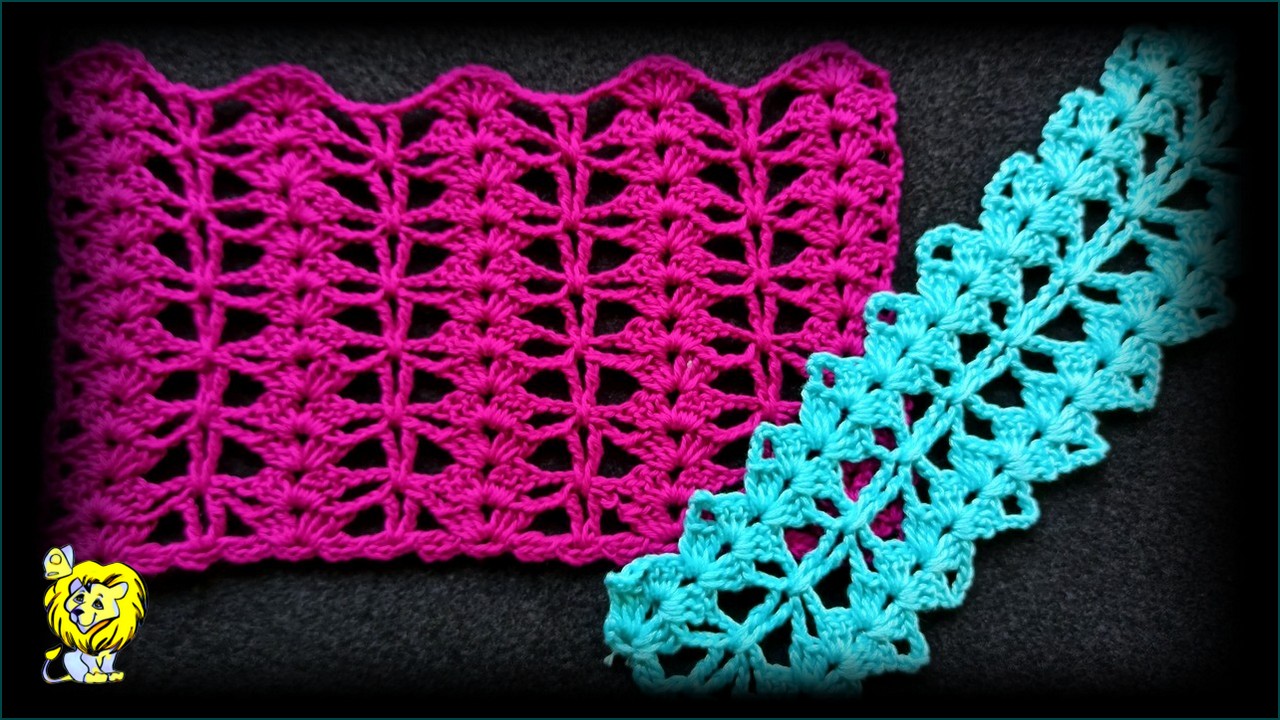 Узор крючком для ажурного полотна и для вязания тесьмы смотреть онлайн