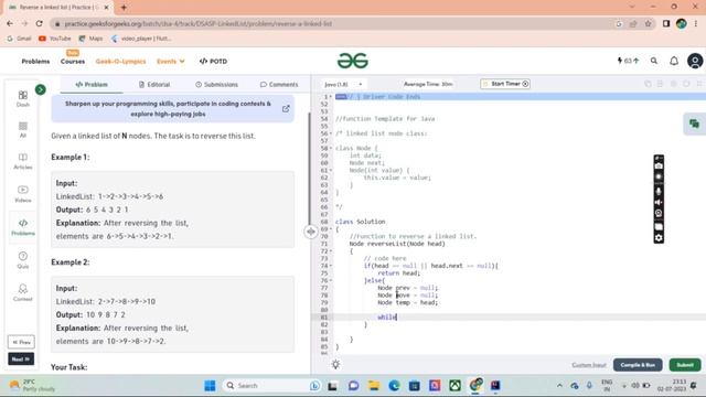 Reverse a linked list in java | linked list | GeeksforGeeks | Competitive Programming | The Advent смотреть онлайн