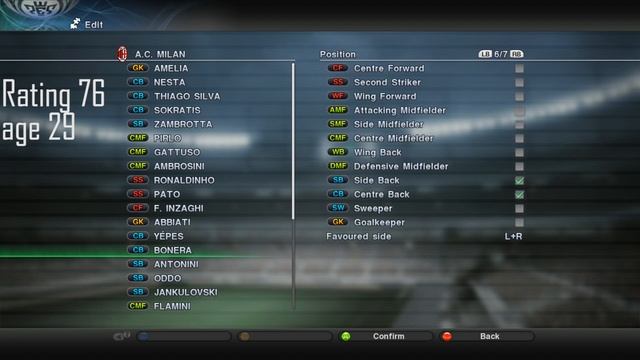 Pro Evolution Soccer 2011 (PES 11) - AC Milan (squad, skills) смотреть онлайн