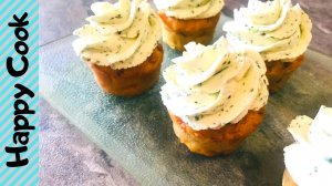 ЗАКУСОЧНЫЕ КЕКСЫ (капкейки) Ветчина. Сыр.  Сливочно-чесночный крем.  Закуски к 8 марта.