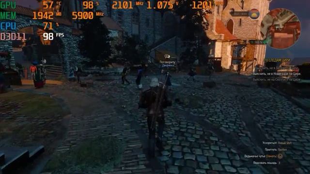The Witcher 3 тест нагрузки на ЦП 2600к 4,6ГГц + gtx1080 2101/11800 смотреть онлайн