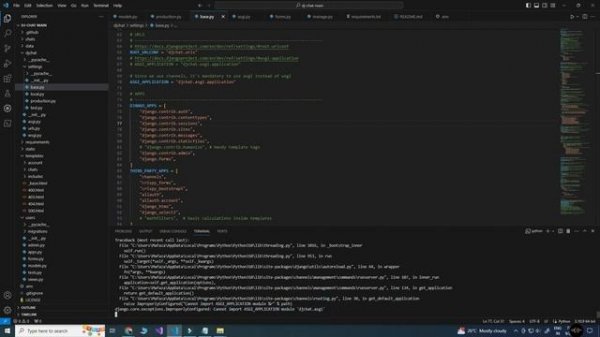 Cannot import ASGI_APPLICATION module 'mysite.asgi' | Django Python