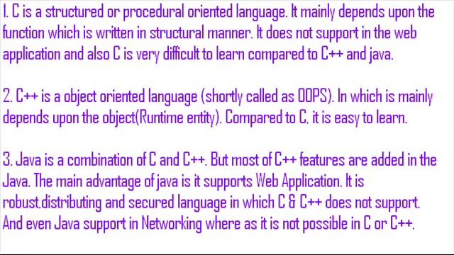 DIFFERENCE BETWEEN C C++ AND JAVA смотреть онлайн