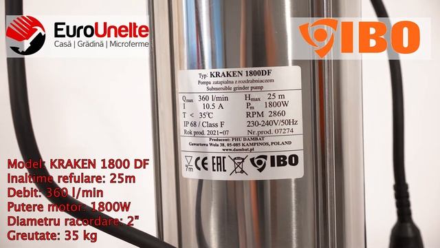 POMPA APA MURDARA CU TOCATOR IBO DAMBAT KRAKEN 1800DF, 1800W, DEBIT 350 L/MIN, H REFULARE 25M смотреть онлайн