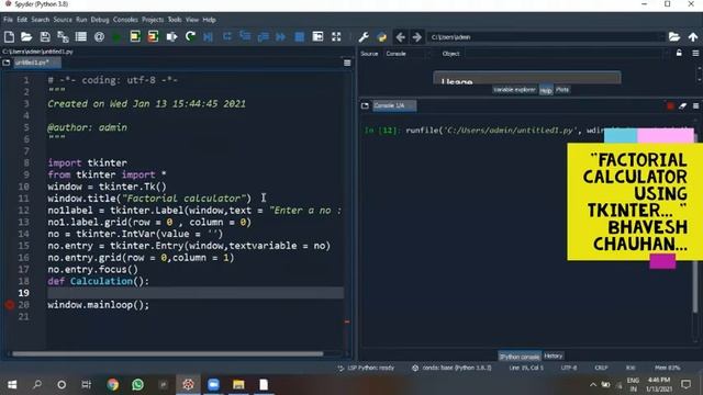 New!!!||Factorial Calculator using tkinter||Python Programs||Bhavesh Chauhan|| смотреть онлайн