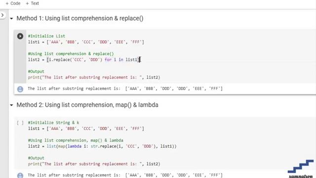 Python | Replace substring in list of strings-using List comprehension & replace() смотреть онлайн