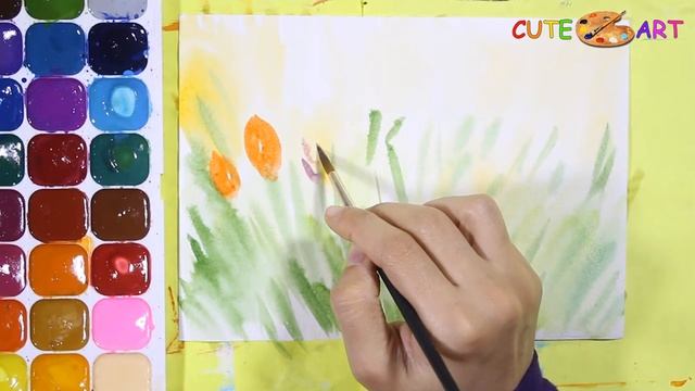 Как нарисовать ЦВЕТУЩИЙ ЛУГ Акварелью смотреть онлайн