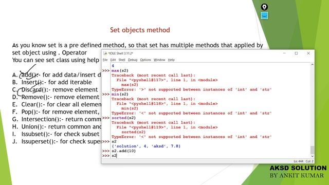 build in method and set object methods in python ?? | Python Programing #35 | by AKSD SOLUTION смотреть онлайн