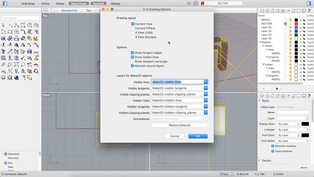 RHINO SECTION TOOLS Part 2: Make2D & Export смотреть онлайн